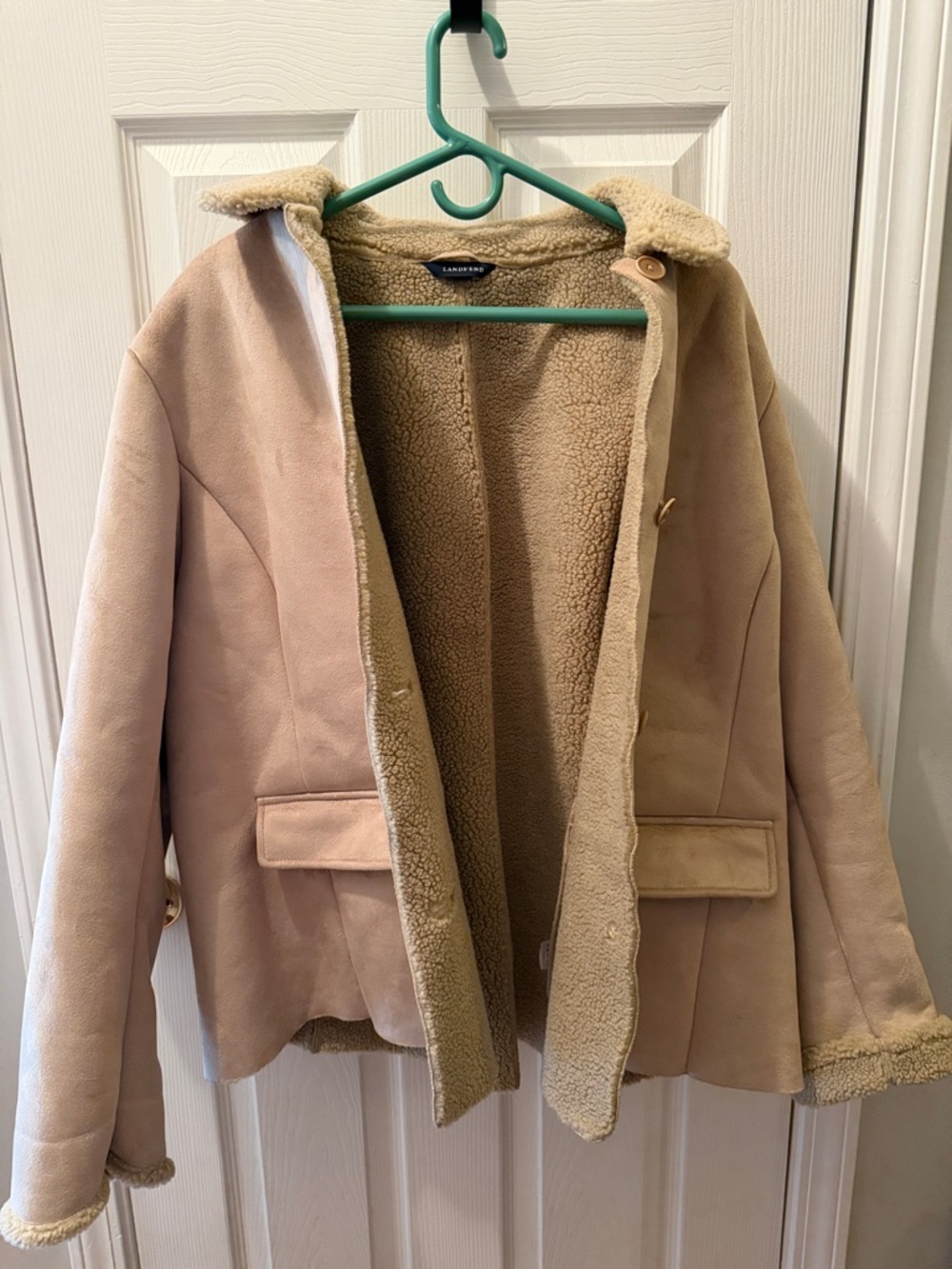Lands' End Beige Faux Shearling Jacket